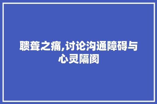 聩聋之痛,讨论沟通障碍与心灵隔阂 成语大全