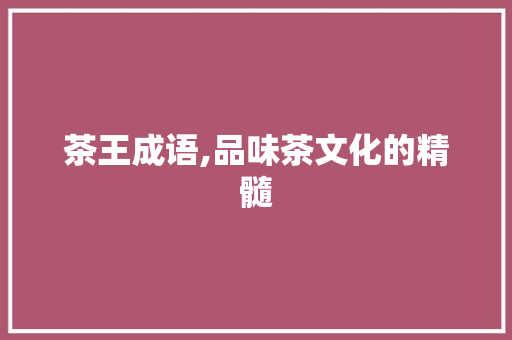 茶王成语,品味茶文化的精髓