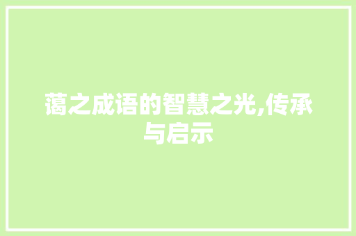 蔼之成语的智慧之光,传承与启示