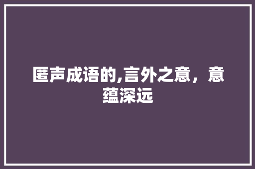 匿声成语的,言外之意，意蕴深远