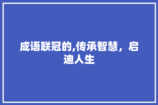 成语联冠的,传承智慧，启迪人生
