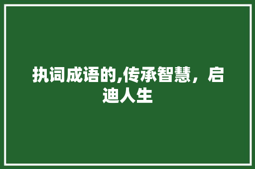 执词成语的,传承智慧，启迪人生 工作总结