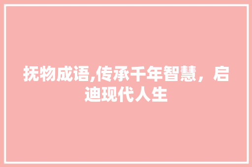 抚物成语,传承千年智慧，启迪现代人生