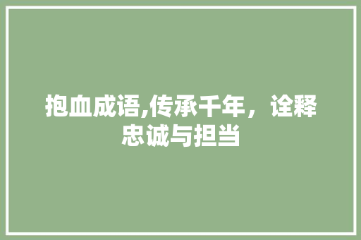 抱血成语,传承千年，诠释忠诚与担当
