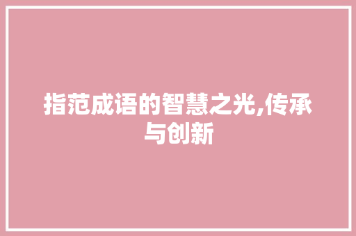 指范成语的智慧之光,传承与创新