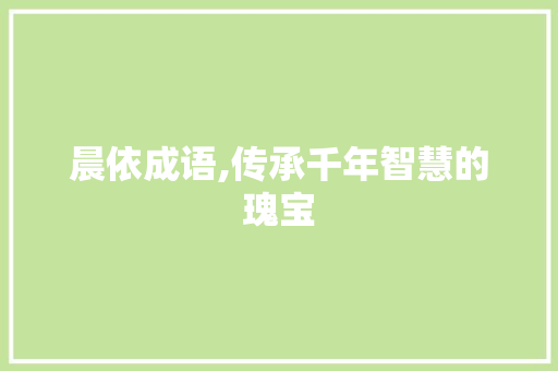 晨依成语,传承千年智慧的瑰宝