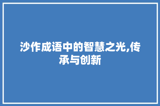 沙作成语中的智慧之光,传承与创新 合同范本