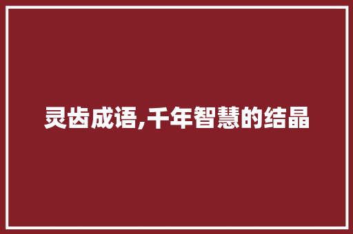 灵齿成语,千年智慧的结晶