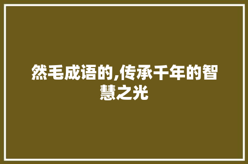 然毛成语的,传承千年的智慧之光