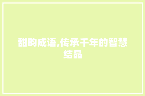 甜昀成语,传承千年的智慧结晶