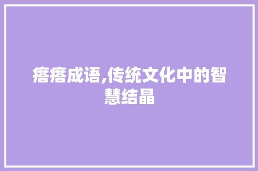 瘩瘩成语,传统文化中的智慧结晶 演讲稿