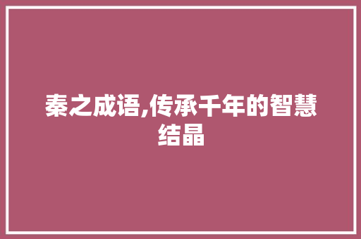秦之成语,传承千年的智慧结晶 工作总结