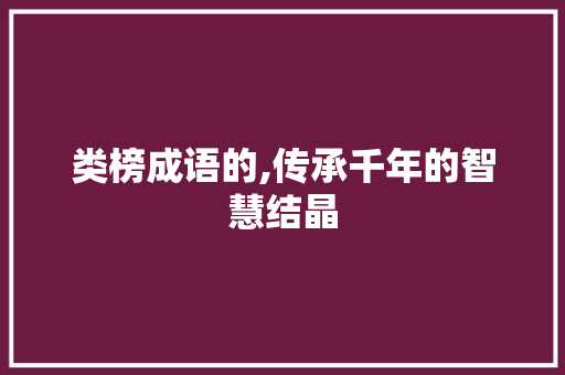 类榜成语的,传承千年的智慧结晶