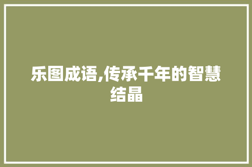 乐图成语,传承千年的智慧结晶