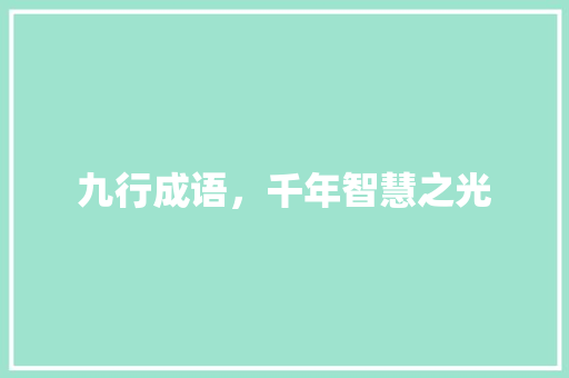 九行成语，千年智慧之光