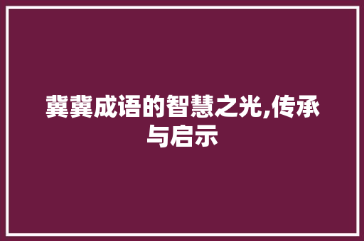 冀冀成语的智慧之光,传承与启示