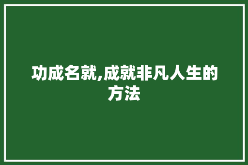 功成名就,成就非凡人生的方法 成语大全