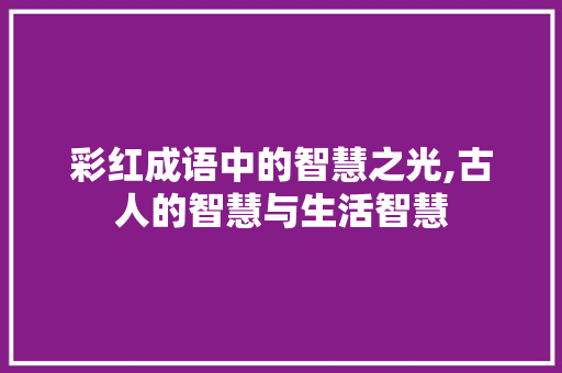 彩红成语中的智慧之光,古人的智慧与生活智慧
