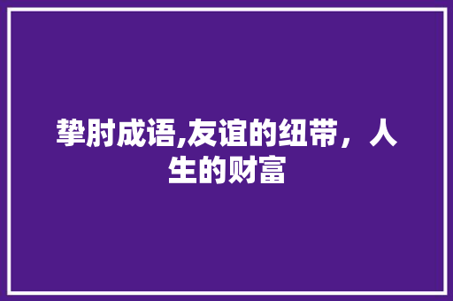 挚肘成语,友谊的纽带，人生的财富