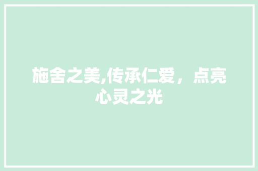 施舍之美,传承仁爱，点亮心灵之光 国学经典