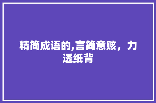 精简成语的,言简意赅，力透纸背