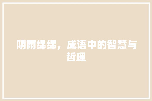 阴雨绵绵，成语中的智慧与哲理