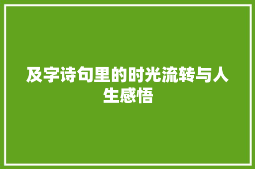 及字诗句里的时光流转与人生感悟