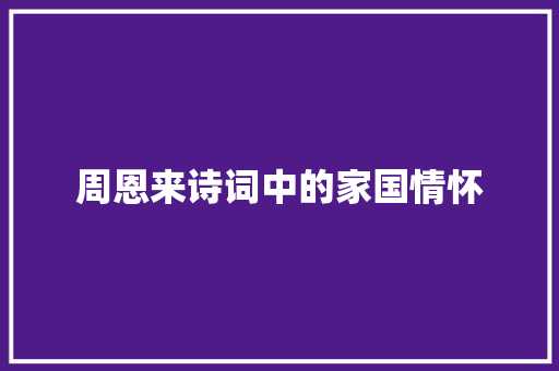 周恩来诗词中的家国情怀