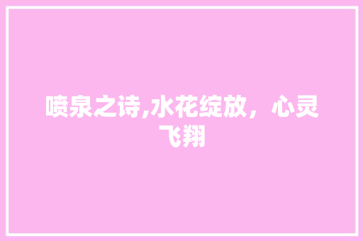喷泉之诗,水花绽放，心灵飞翔