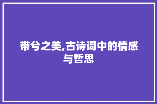 带兮之美,古诗词中的情感与哲思