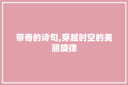 带奇的诗句,穿越时空的美丽旋律