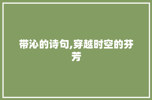 带沁的诗句,穿越时空的芬芳