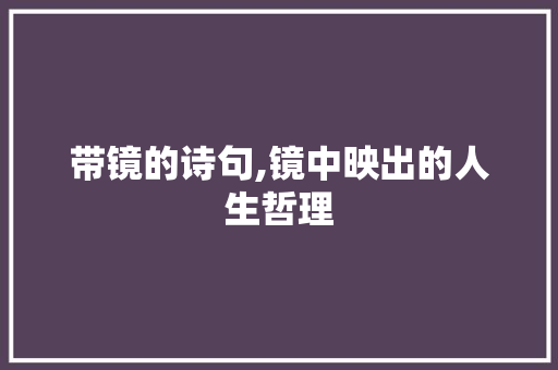 带镜的诗句,镜中映出的人生哲理