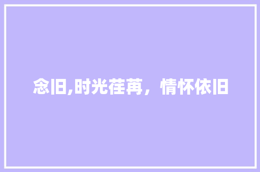 念旧,时光荏苒，情怀依旧