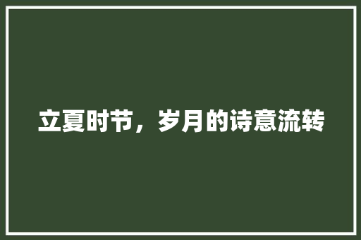 立夏时节，岁月的诗意流转
