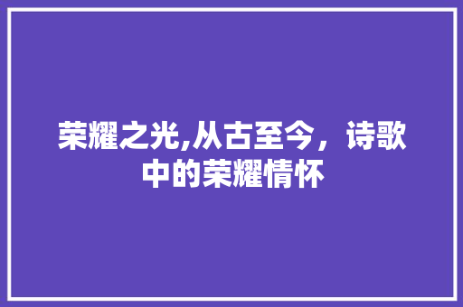 荣耀之光,从古至今，诗歌中的荣耀情怀