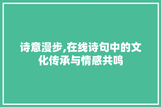 诗意漫步,在线诗句中的文化传承与情感共鸣
