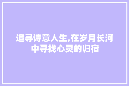 追寻诗意人生,在岁月长河中寻找心灵的归宿