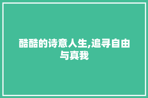 酷酷的诗意人生,追寻自由与真我
