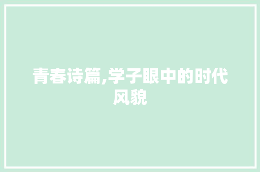青春诗篇,学子眼中的时代风貌