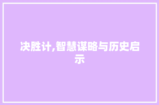 决胜计,智慧谋略与历史启示