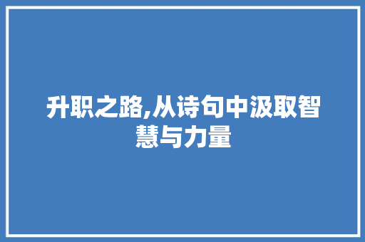 升职之路,从诗句中汲取智慧与力量 国学经典