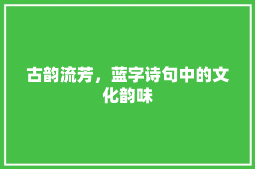 古韵流芳，蓝字诗句中的文化韵味