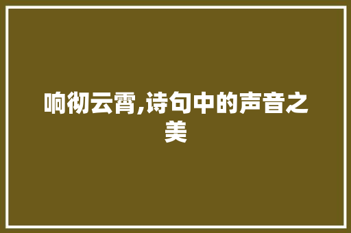 响彻云霄,诗句中的声音之美