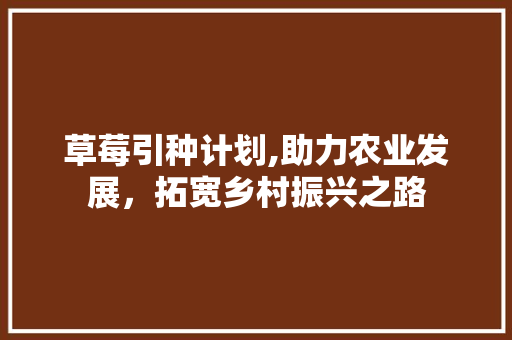 草莓引种计划,助力农业发展，拓宽乡村振兴之路