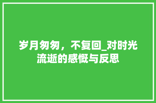 岁月匆匆，不复回_对时光流逝的感慨与反思