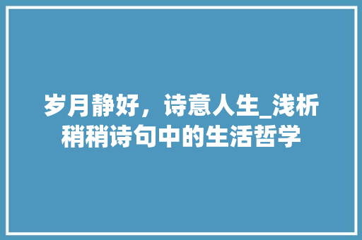 岁月静好，诗意人生_浅析稍稍诗句中的生活哲学