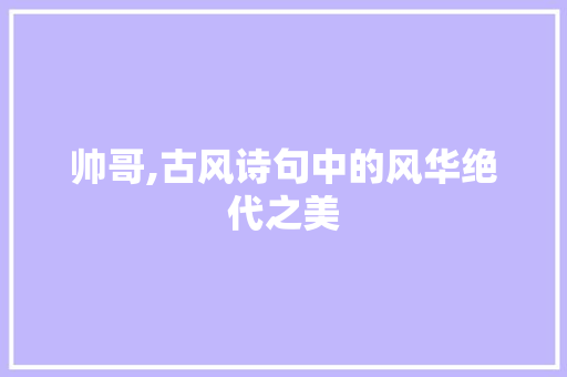 帅哥,古风诗句中的风华绝代之美