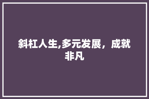 斜杠人生,多元发展，成就非凡