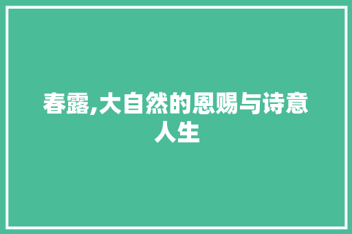 春露,大自然的恩赐与诗意人生